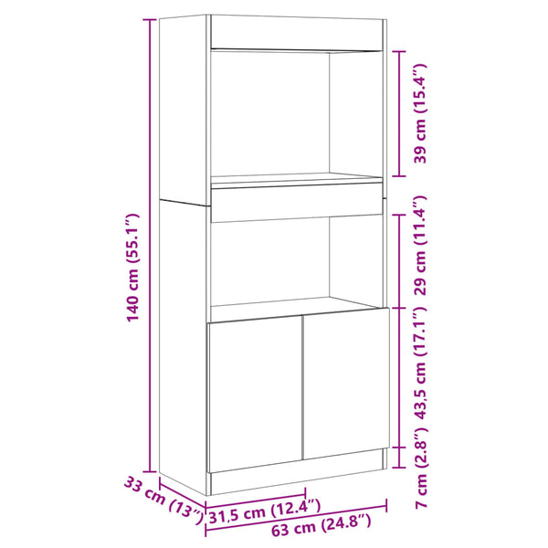 Highboard Altholz-Optik, 140 cm