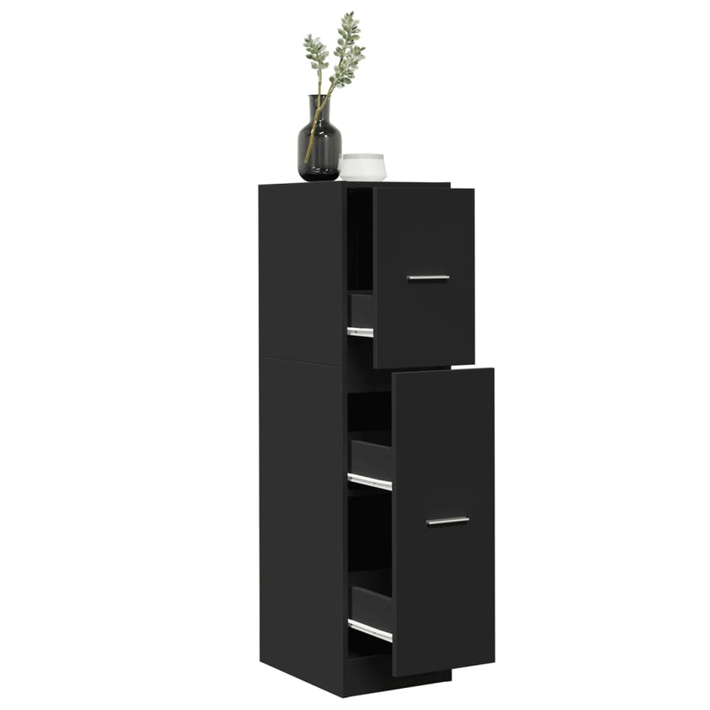 Schwarzer Apothekerschrank, 30x41x118 cm
