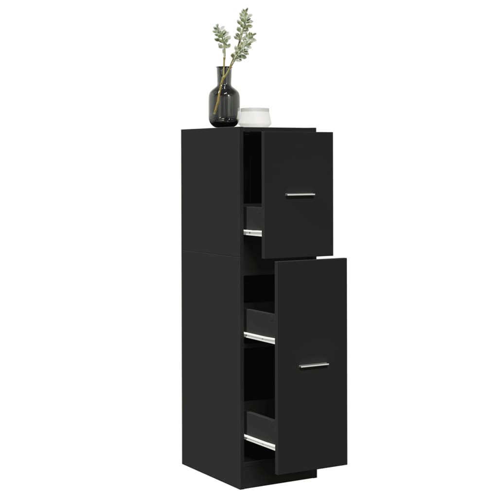 Schwarzer Apothekerschrank, 30x41x118 cm