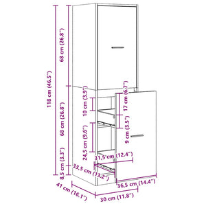 Apothekerschrank Altholz-Optik, 118cm hoch