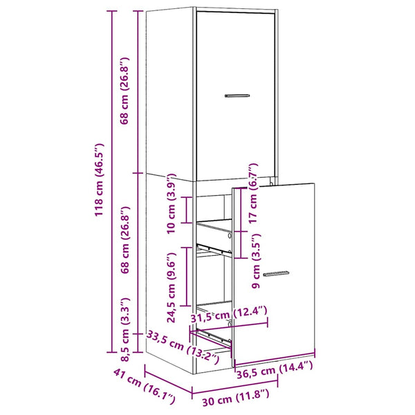 Apothekerschrank Altholz-Optik, 118cm hoch