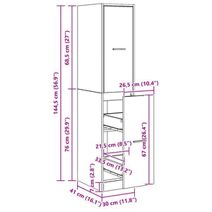 vidaXL Armoire de pharmacien chêne artisan 30x41x144,5 cm Bois d'ingénierie