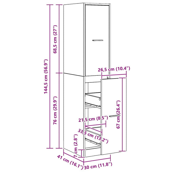 vidaXL Armoire de pharmacien chêne artisan 30x41x144,5 cm Bois d'ingénierie