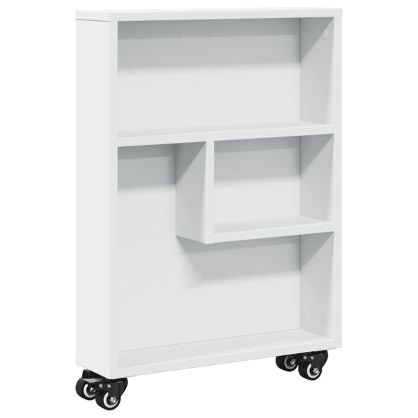 vidaXL Chariot de rangement étroit Blanc 48x13x68 cm Bois d'ingénierie