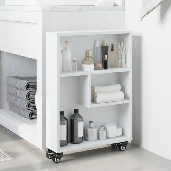 vidaXL Chariot de rangement étroit Blanc 48x13x68 cm Bois d'ingénierie