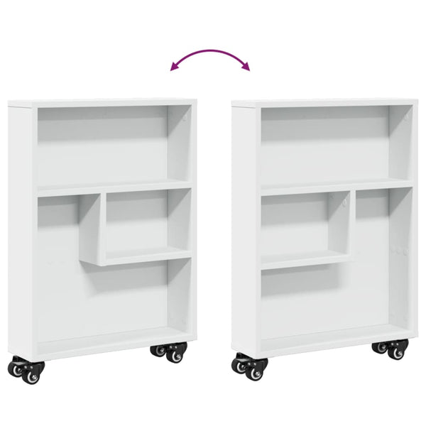 vidaXL Chariot de rangement étroit Blanc 48x13x68 cm Bois d'ingénierie