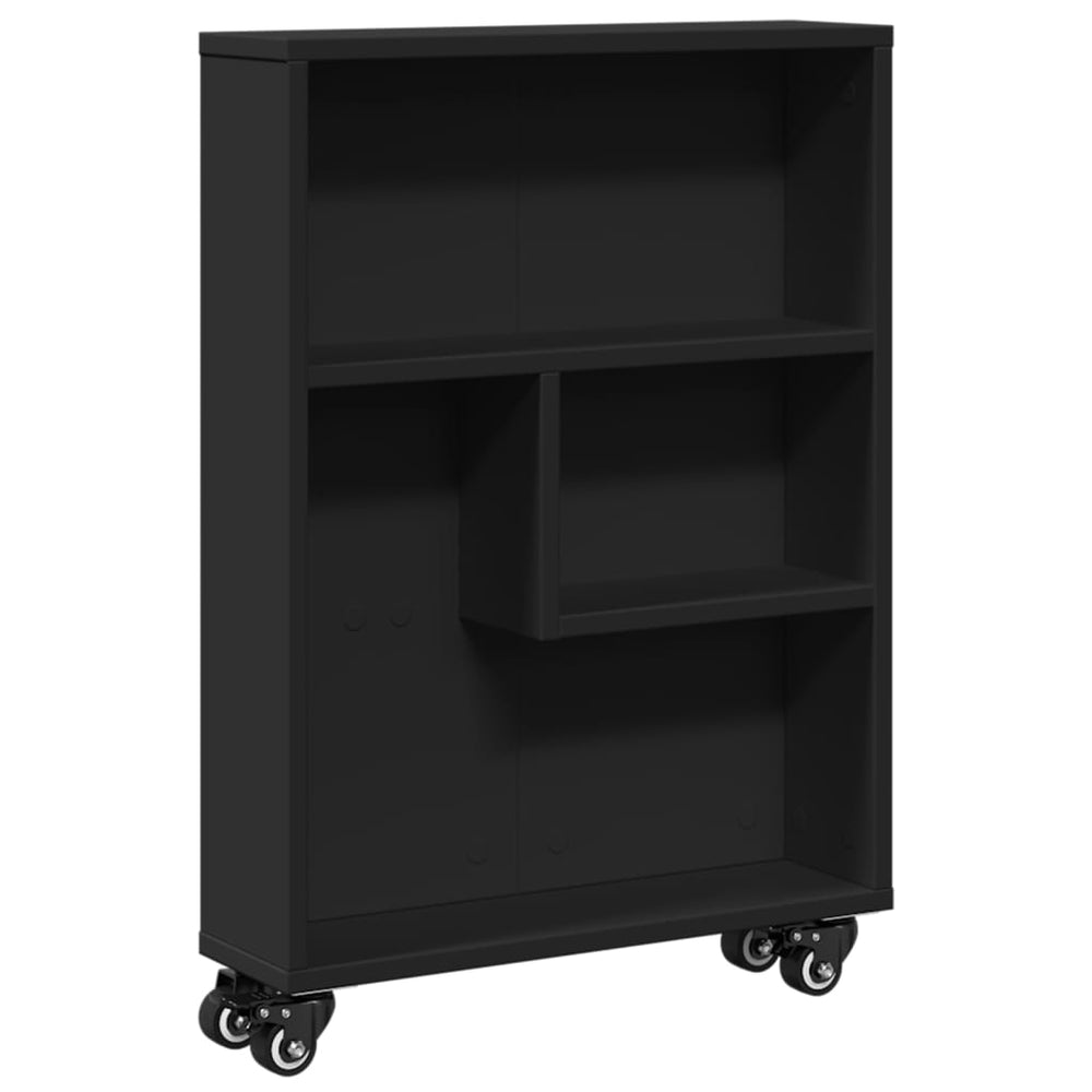 Schmaler Aufbewahrungswagen Schwarz 48x13x68 cm