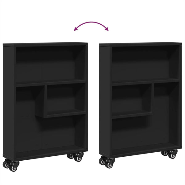 Schmaler Aufbewahrungswagen Schwarz 48x13x68 cm