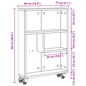Schmaler Aufbewahrungswagen Schwarz 48x13x68 cm