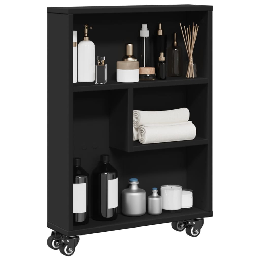 Schmaler Aufbewahrungswagen Schwarz 48x13x68 cm