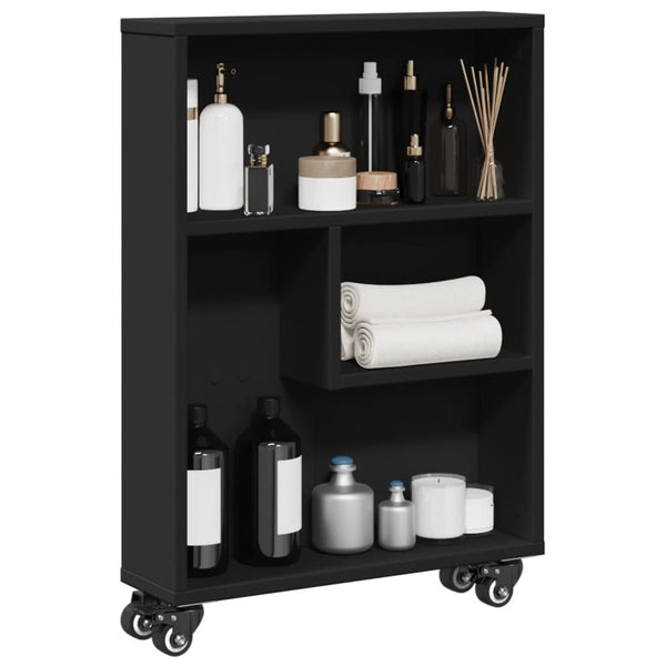 Schmaler Aufbewahrungswagen Schwarz 48x13x68 cm