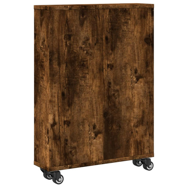 Schmaler Aufbewahrungswagen Räuchereiche 48x13x68cm