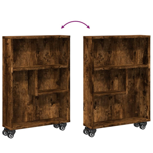 Schmaler Aufbewahrungswagen Räuchereiche 48x13x68cm