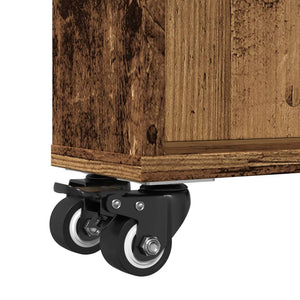 Schmaler Aufbewahrungswagen im Altholz-Design