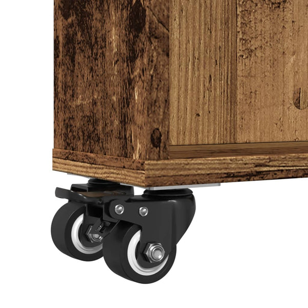 Schmaler Aufbewahrungswagen im Altholz-Design