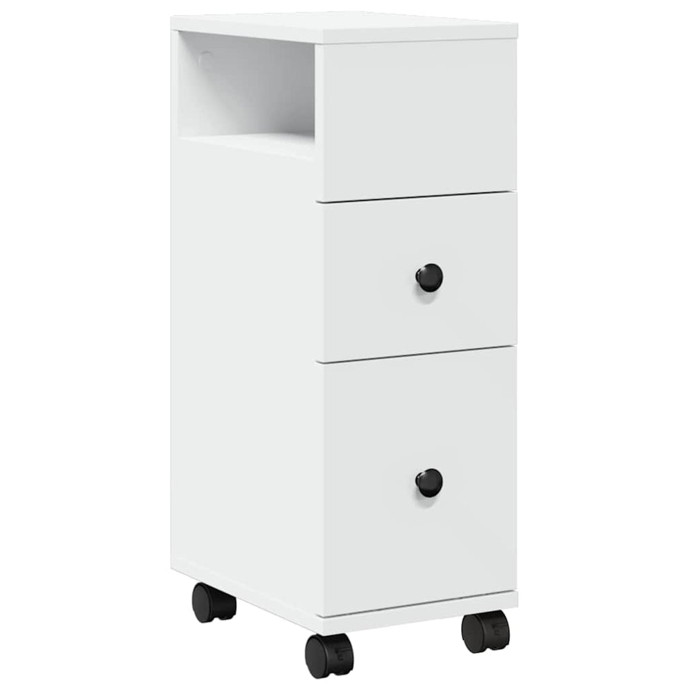 Schmaler Badschrank mit Rollen Weiß