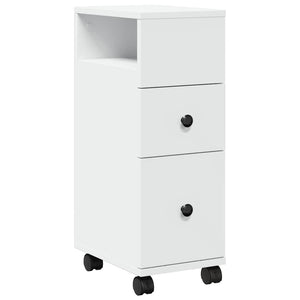 Schmaler Badschrank mit Rollen Weiß