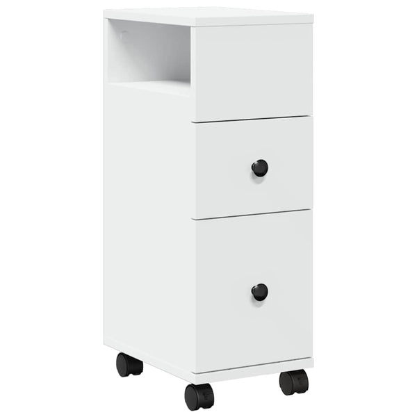 Schmaler Badschrank mit Rollen Weiß