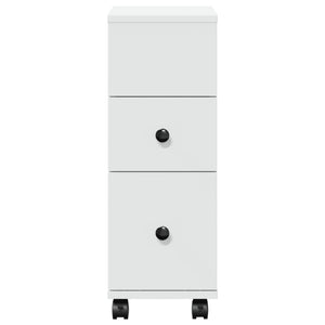 Schmaler Badschrank mit Rollen Weiß