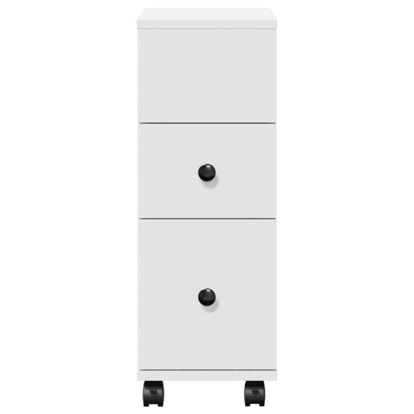 Schmaler Badschrank mit Rollen Weiß