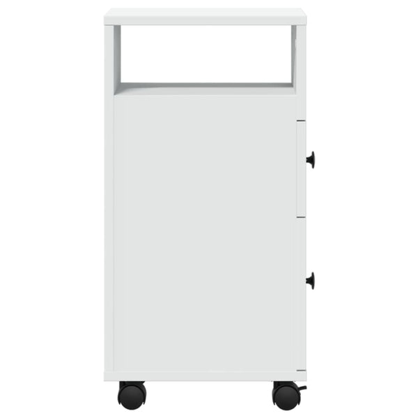 Schmaler Badschrank mit Rollen Weiß