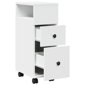 Schmaler Badschrank mit Rollen Weiß