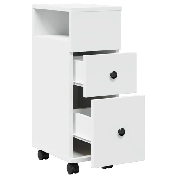 Schmaler Badschrank mit Rollen Weiß