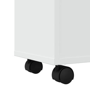 Schmaler Badschrank mit Rollen Weiß