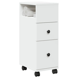 Schmaler Badschrank mit Rollen Weiß