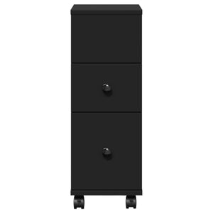 Schmaler Badschrank mit Rollen, Schwarz