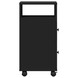 Schmaler Badschrank mit Rollen, Schwarz