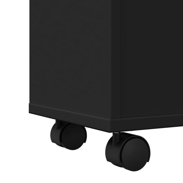 Schmaler Badschrank mit Rollen, Schwarz