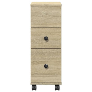 Schmaler Badschrank Sonoma Eiche mit Rollen