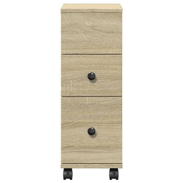 Schmaler Badschrank Sonoma Eiche mit Rollen