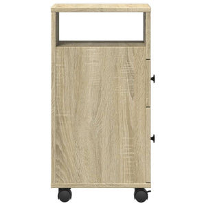 Schmaler Badschrank Sonoma Eiche mit Rollen