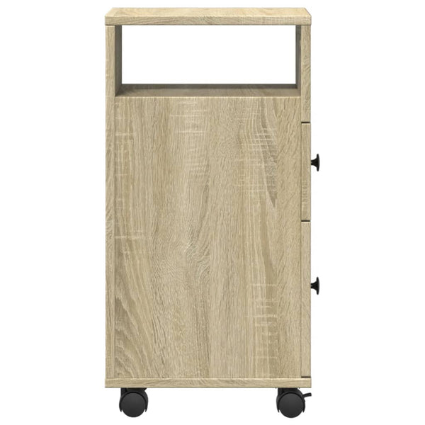 Schmaler Badschrank Sonoma Eiche mit Rollen