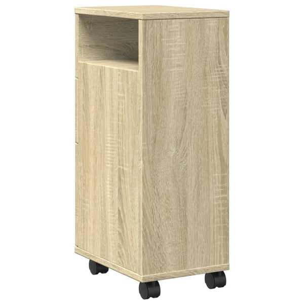 Schmaler Badschrank Sonoma Eiche mit Rollen