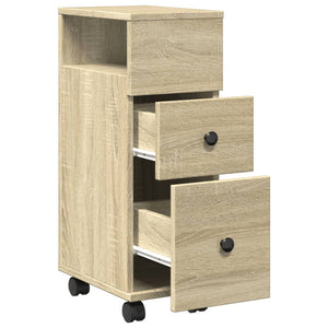 Schmaler Badschrank Sonoma Eiche mit Rollen