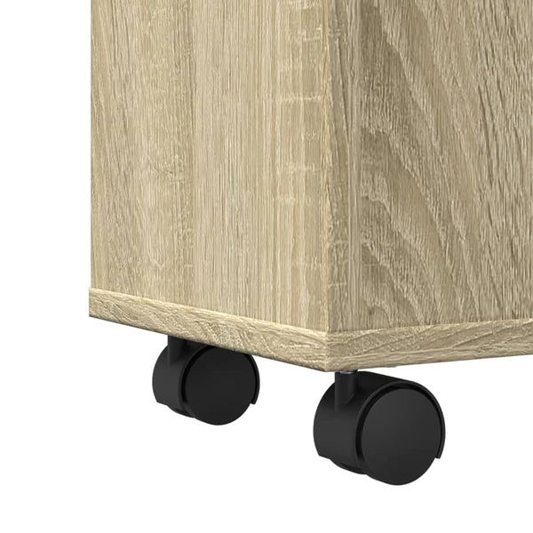Schmaler Badschrank Sonoma Eiche mit Rollen