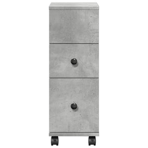 Schmaler Badschrank mit Rollen, Betongrau
