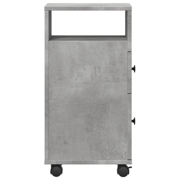 Schmaler Badschrank mit Rollen, Betongrau