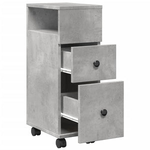 Schmaler Badschrank mit Rollen, Betongrau