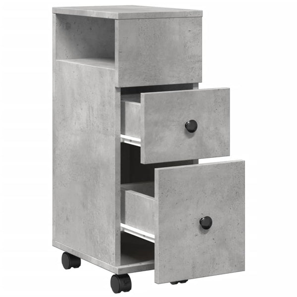 Schmaler Badschrank mit Rollen, Betongrau