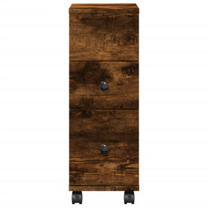 Schmaler Badschrank mit Rollen Räuchereiche
