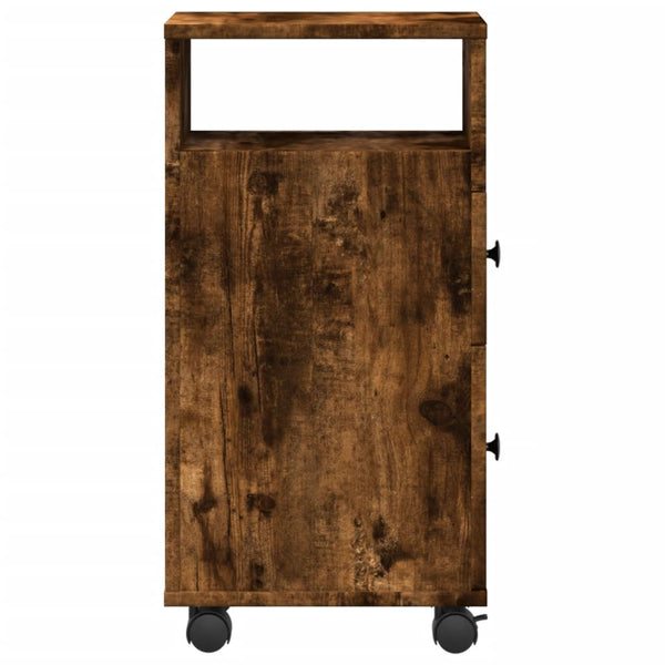 Schmaler Badschrank mit Rollen Räuchereiche
