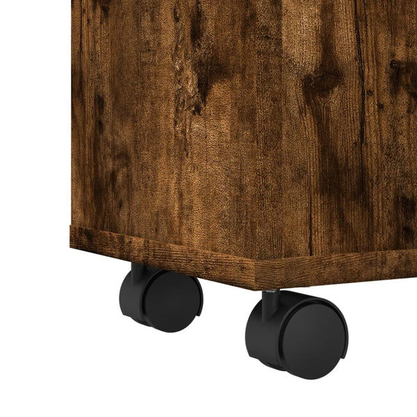 Schmaler Badschrank mit Rollen Räuchereiche