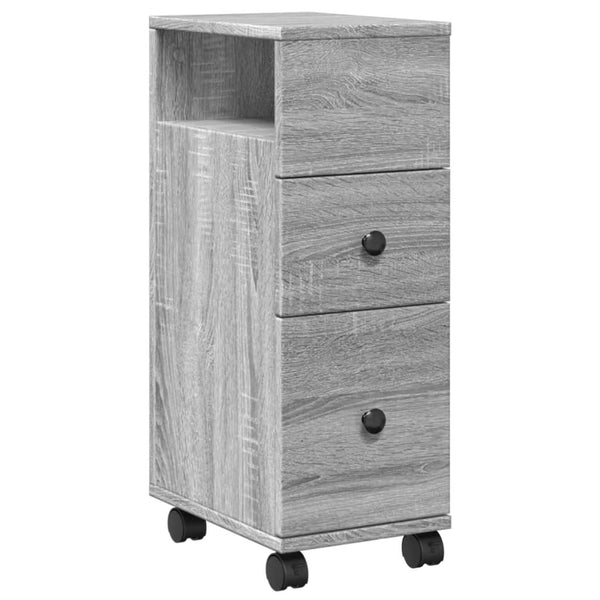 Schmaler Badschrank mit Rollen Grau Sonoma