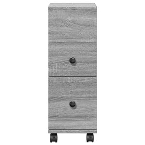 Schmaler Badschrank mit Rollen Grau Sonoma