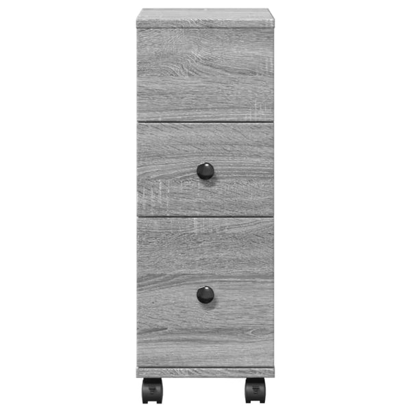 Schmaler Badschrank mit Rollen Grau Sonoma