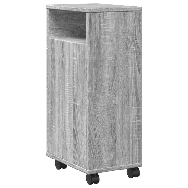 Schmaler Badschrank mit Rollen Grau Sonoma